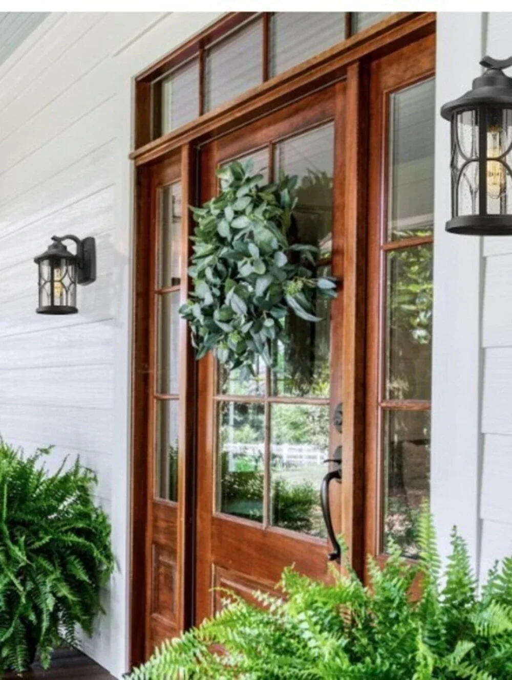 2 Pack Outdoor Seeded Glass Porch Lights-Black